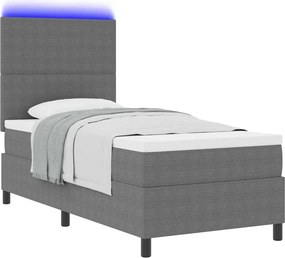 vidaXL LED Κρεβάτι με βάθρο Ανοιχτό Γκρι και Λευκό 80 x 200 cm