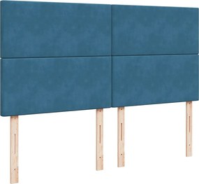 vidaXL Κρεβάτι Boxspring με Στρώμα Μπλε 200x200 εκ. Βελούδινο
