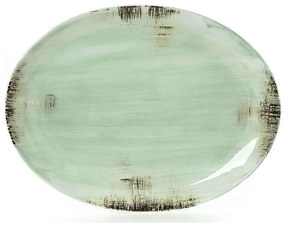 Πιατέλα Σερβιρίσματος Οβάλ Country 37.120.06 38cm Green Cryspo Trio Porcelain