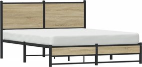 vidaXL Σκελετός Κρεβ. Χωρίς Στρώμα Sonoma Δρυς 140x200 εκ. Μεταλλικό