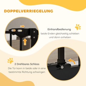 Dog Door Gate Barrier Pet Gate Metal Plastic 74-87cm Μαύρο
