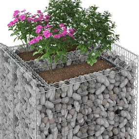 vidaXL Ανασηκωμένο κρεβάτι gabion 2 pcs Ασημί