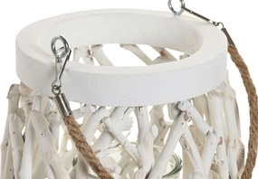 Κηροπήγιο Home ESPRIT Λευκό Ξύλο Κρυστάλλινο 35 x 35 x 32 cm (x2)