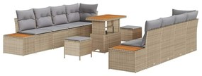 vidaXL Σετ Καναπέ Κήπου με μαξιλάρι 11 pcs Μπεζ Πολυ ράταν