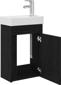 vidaXL Μονάδα μπάνιου με βρύση Μαύρη Δρυς 40,5 x 22,5 x 62 εκ.