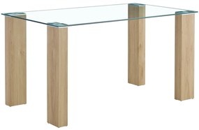 Τραπέζι Τραπεζαρίας ArteLibre ASHMOOR Φυσικό Γυαλί/Ξύλο 140x80x75cm