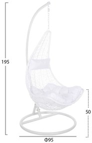 ΚΡΕΜΑΣΤΗ ΠΟΛΥΘΡΟΝΑ ΦΩΛΙΑ MILLIE HM5996.03 ΜΕΤΑΛΛΟ-ΣΥΝΘ.RATTAN ΛΕΥΚΟ Φ95x195Υεκ.