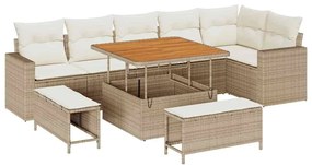 vidaXL Σετ Καναπέ Κήπου 9 pcs Μπεζ συνθετικό ρατάν