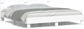 vidaXL Πλαίσιο Κρεβατιού με Κεφαλάρι/LED Λευκό 180x200 εκ