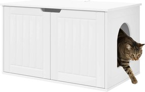 vidaXL Σπίτι Γάτας Λευκό 85 x 55 x 50,5 εκ Επεξεργασμένο ξύλο