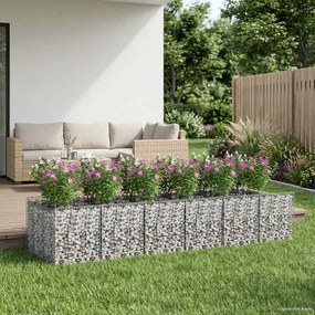 vidaXL Ανασηκωμένο κρεβάτι gabion 2 pcs Ασημί