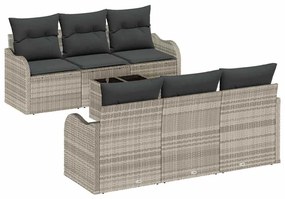 vidaXL Σετ Καναπέ Κήπου με μαξιλάρι 7 pcs Ανοιχτό γκρι, Σκουρό Γκρι