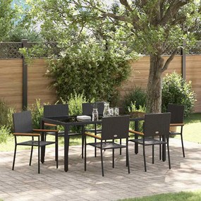 vidaXL Σέτ φαγητού για κήπο 7 pcs Μαύρο 150 x 90 x 75 cm