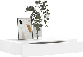 Ράφι Τοίχου με 1 Συρτάρι για Αποθήκευση Βιβλίων/DVD Λευκό από MDF