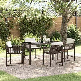 vidaXL Σέτ φαγητού για κήπο 5 pcs Καφέ συνθετικό ρατάν