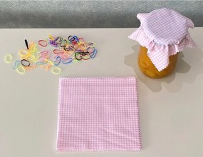Stewehome Σετ 25 τεμαχίων καρό ροζ υφασμάτινα καλύμματα βάζων με πολύχρωμη ελαστική ταινία στερέωσης Ροζ