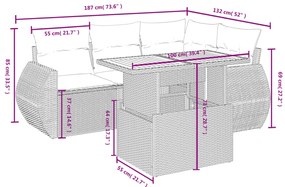 vidaXL Σετ Καναπέ Κήπου 5 τεμ. Μπεζ Συνθετικό Ρατάν με Μαξιλάρι