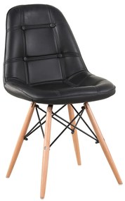 Καρέκλα ArteLibre PEEP Μαύρο PVC/Ξύλο 44x52.5x84cm-14600005