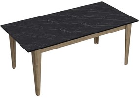 Τραπέζι Polka 875ZNA2905 180x90x76,8cm Marble Effect Black-Walnut Μοριοσανίδα, Μελαμίνη