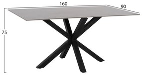 ΤΡΑΠΕΖΙ ΤΡΑΠΕΖΑΡΙΑΣ SYNTEC  SINTERED STONE ΓΚΡΙ ΜΕΤΑΛΛΙΚΑ ΠΟΔΙΑ 160x90x75Υεκ.
