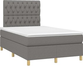 vidaXL Κρεβάτι Boxspring με Στρώμα Σκούρο Γκρι 120x190 εκ Υφασμάτινο