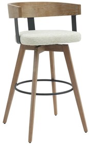 BAR STOOL MEDIUM HEIGHT SWIVEL LANI  BEECH WOOD LEGS-PLYWOOD BACK-ECRU FABRIC SEAT 52,5x50.5x88Hcm.