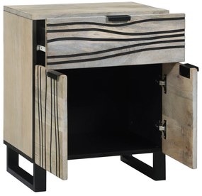 vidaXL Κομοδίνα με συρτάρι Λευκό και Μαύρο 50 x 33 x 60 εκ
