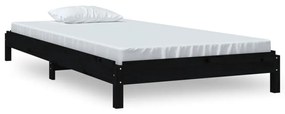 Κρεβάτι Στοιβαζόμενο Μαύρο 90 x 190 εκ. από Μασίφ Ξύλο Πεύκου - Μαύρο