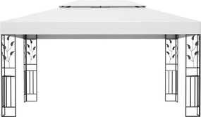 vidaXL Κιόσκι με Διπλή Οροφή και Φωτάκια LED Λευκό 3 x 4 μ.
