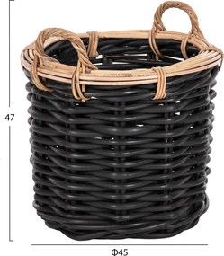 ΣΕΤ 2 ΚΑΛΑΘΙΑ POTTS HM4379 ΜΑΥΡO&amp;ΦΥΣΙΚΟ ΧΡΩΜΑ- CL RATTAN Φ61+Φ45εκ.
