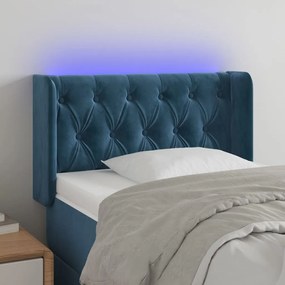 Κεφαλάρι Κρεβατιού LED Σκούρο Μπλε 83x16x78/88 εκ. Βελούδινο - Μπλε