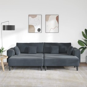 vidaXL Βελούδινος καναπές 3 pcs Σκούρο Γκρι 208 εκ. Βελούδο