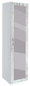 Ντουλάπα Μονόφυλλη με καθρέφτη, AVA 11, Λευκό/Crystal  39x185x50, Genomax