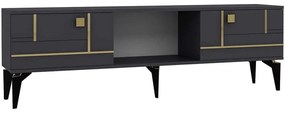 Έπιπλο Τηλεόρασης Madera 475OLV3087 150x29,6x44,6cm Anthracite-Gold