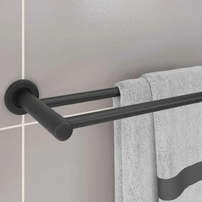 vidaXL Ράφι Πετσέτας Μαύρο 61 x 14.5 x 5 εκ Ανοξείδωτο ατσάλι