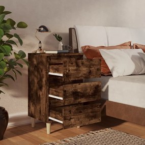 vidaXL Κομοδίνο Καπνιστή Δρυς 40 x 35 x 69 εκ. με Μασίφ Ξύλινα Πόδια