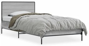 vidaXL Πλαίσιο Κρεβατιού Γκρι Sonoma 90 x 190 εκ. Επεξ. Ξύλο &amp; Μέταλλο