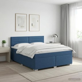 vidaXL Κρεβάτι box spring με στρώμα Μπλε 180 x 200 cm Ύφασμα