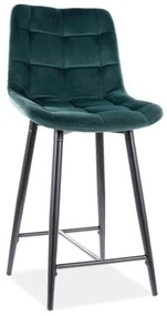 80-1588 Καρέκλα μπαρ ύφασμιμι Chic H2 45x37x92 μαύρο/πράσινο βελούδο 78 DIOMMI CHICH2VCZ, 1 Τεμάχιο