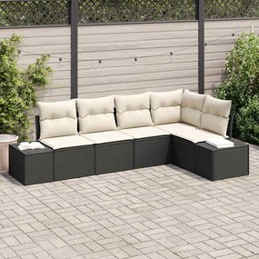 vidaXL Σετ Καναπέ Κήπου 5 pcs Μαύρο, Κρέμα Πολυ rattan, βαμμένο ατσάλι