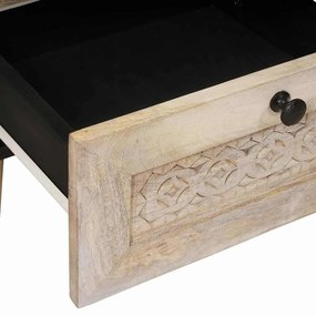 vidaXL Κομοδίνο με συρτάρι Μπεζ 40 x 33 x 46 εκ. Μασίφ ξύλο μάνγκο
