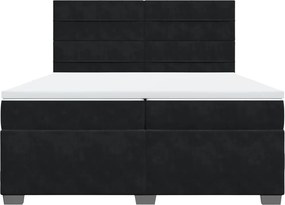 vidaXL Κρεβάτι Boxspring με Στρώμα Μαύρο 200x200 εκ. Βελούδινο