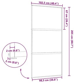 vidaXL Συρόμενη Πόρτα Μαύρο 102.5 x 205 cm Tempered γυαλί, Αλουμίνιο