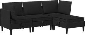 vidaXL Σετ Επίπλων Σαλονιού 4 pcs Μαύρο Ύφασμα