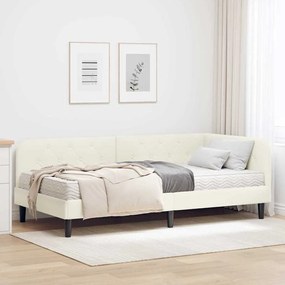 vidaXL Κρεβάτι Γωνίας Κρεμ 90 x 190 cm Βελούδο