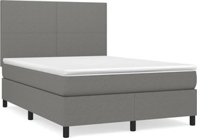 vidaXL Κρεβάτι Boxspring με Στρώμα Σκούρο Γκρι 140x200 εκ Υφασμάτινο