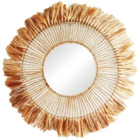 Καθρέπτης Namiere Inart abaca σε φυσικό Φ100x4εκ 339-000026 339-000026 Καφέ