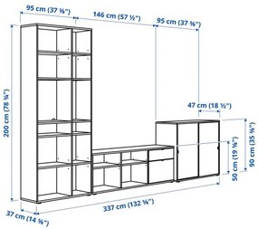 VIHALS συνδυασμός TV/αποθήκευσης, 337x47x200 cm 094.406.79