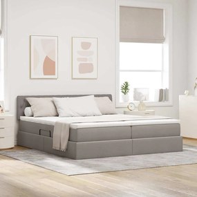 vidaXL Κρεβάτι Αποθήκης με στρώμα Taupe 200 x 200 cm Τεχνητό Δέρμα