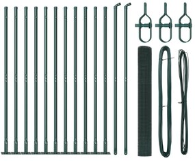 vidaXL Σετ Πόλων Φράχτη Σετ των 2 Πράσινο Ατσάλι, PVC 25 x 1 μ